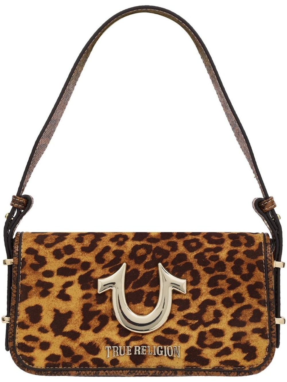 True Religion Leopard Print Shoulder Bag with Gold Hardware